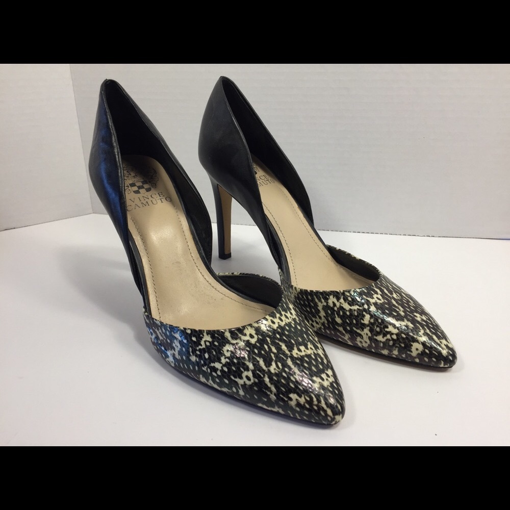 Vince Camuto leather (faux) snake skin heels